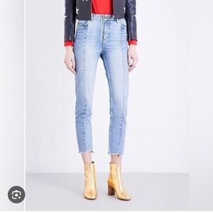 SANDRO PARIS Denim Miren Stepped-hem Straight High-rise Jeans Bleached Size 27